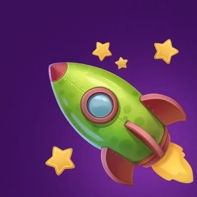 Rakete mit Sternen als Symbol für schnelle SpinMama Auszahlungen